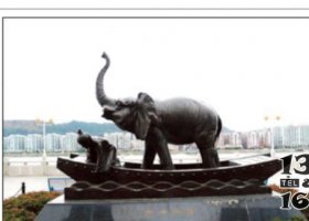 曹沖稱象公園景觀銅雕 景觀雕塑噴泉森林漢南商城