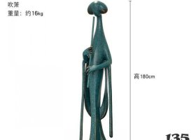 吹蕭青銅人物雕塑 