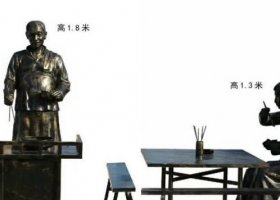 街頭民俗賣飯人物銅雕 