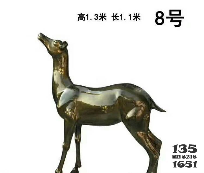 梅花鹿動物銅雕 梅花鹿雕塑廠家木雕壁畫院子圖片