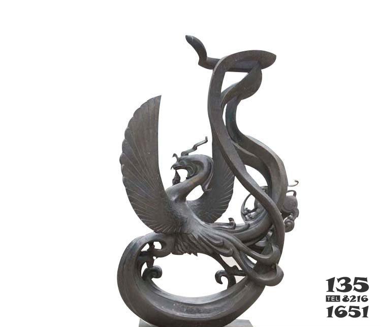 公園抽象鳳凰銅雕 鳳凰雕塑廣場(chǎng)中式畢加索熊貓圖片