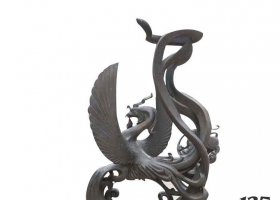 公園抽象鳳凰銅雕 鳳凰雕塑廣場(chǎng)中式畢加索熊貓