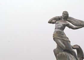 廣場收割小麥的人物景觀銅雕 