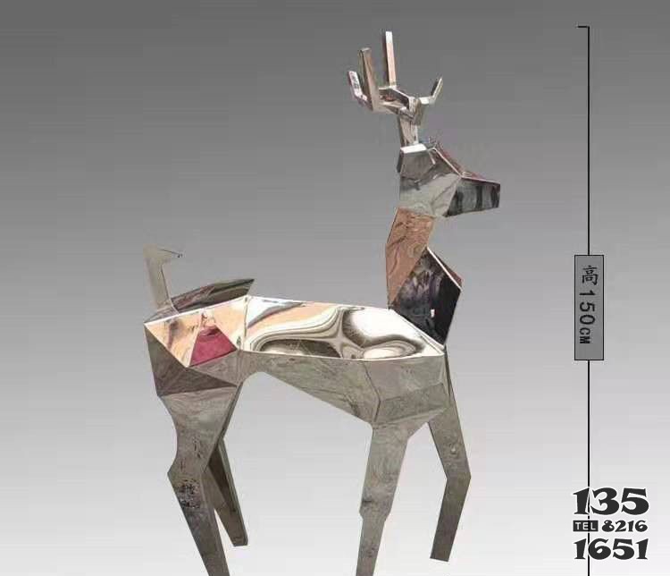 別墅庭院姿勢幾何鹿雕塑  圖片