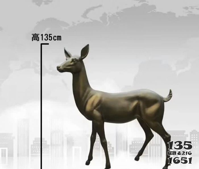 公園小鹿銅雕 小鹿雕塑電話迷你世界素材圖片