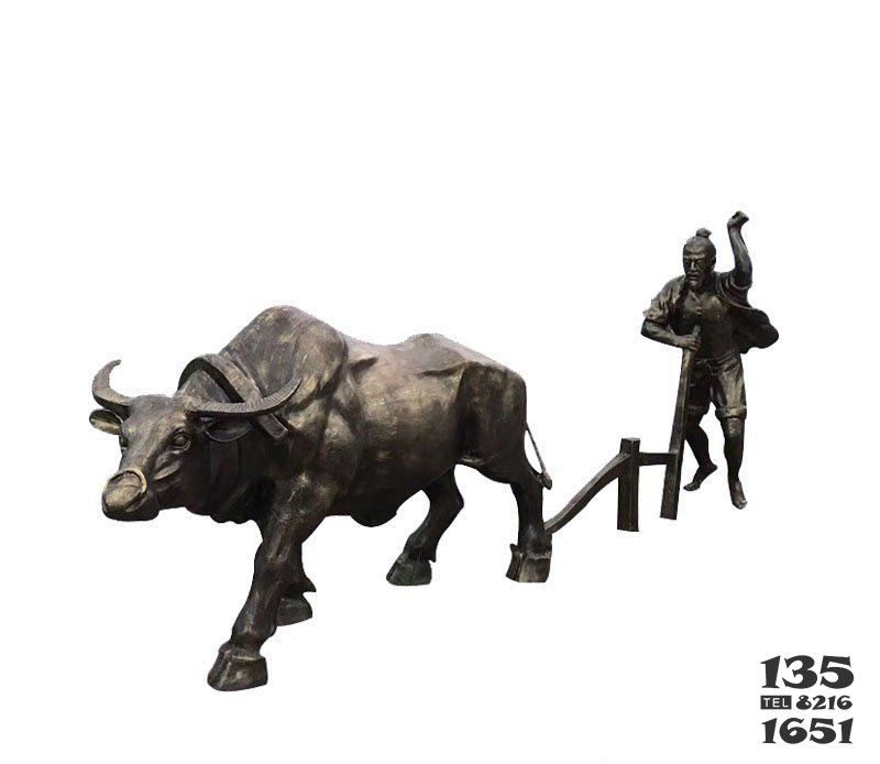 農(nóng)耕文化犁地牛銅雕 農(nóng)耕牛雕塑農(nóng)耕圖片公園廠家圖片