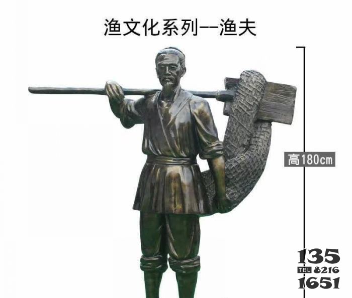 漁夫人物銅雕 圖片