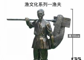 漁夫人物銅雕 