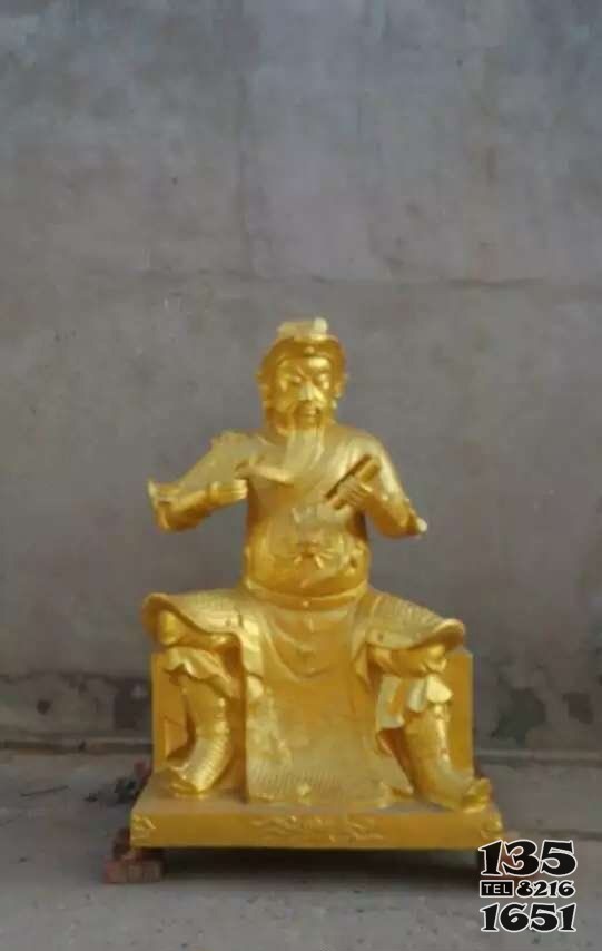 關(guān)公讀書黃銅色銅雕 圖片