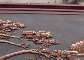 迎客松紅銅壁畫銅浮雕 迎客松雕塑浮雕欄桿鐵藝庭院