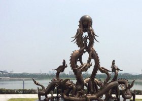 廣場(chǎng)九龍戲珠銅龍銅雕 