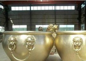 玻璃鋼仿銅水缸寺廟景觀雕塑 水缸雕塑圖片荷花銅雕廠家
