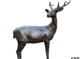 公園回頭的小鹿動(dòng)物銅雕 小鹿雕塑電話彩繪小品三羊開泰