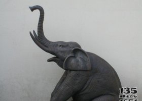 公園坐著的大象動(dòng)物銅雕 