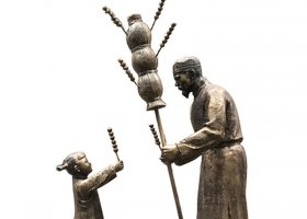 步行街賣(mài)糖葫蘆人物銅雕 糖葫蘆雕塑冰糖夫妻公園銅雕