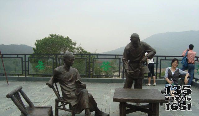 廣場(chǎng)喝茶小品景觀銅雕 景觀雕塑公司即墨水果浪淘沙圖片