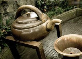 茶壺茶碗玻璃鋼仿銅景觀雕塑 茶壺雕塑圖片特征簡介心愛