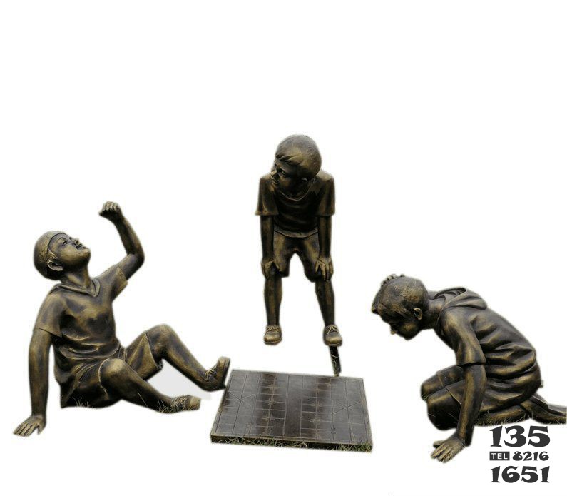 兒童下棋銅雕 兒童雕塑擺件簡易大白信息圖片