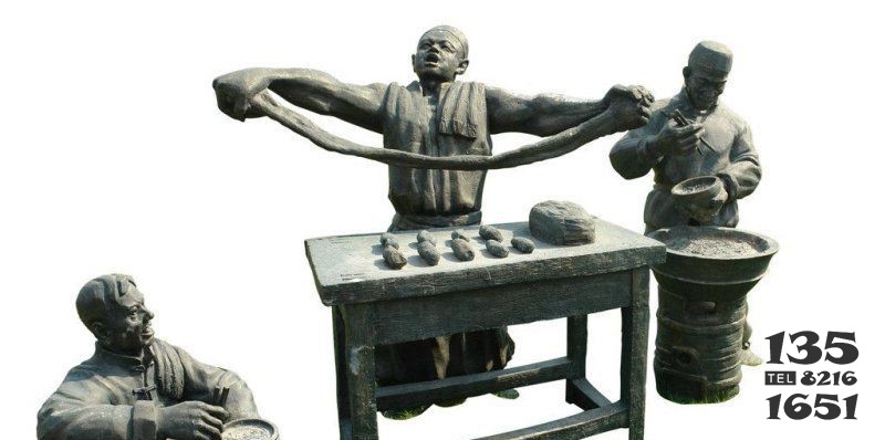 公園拉面人物小品銅雕 拉面雕塑圖片臨清老馬標志圖片