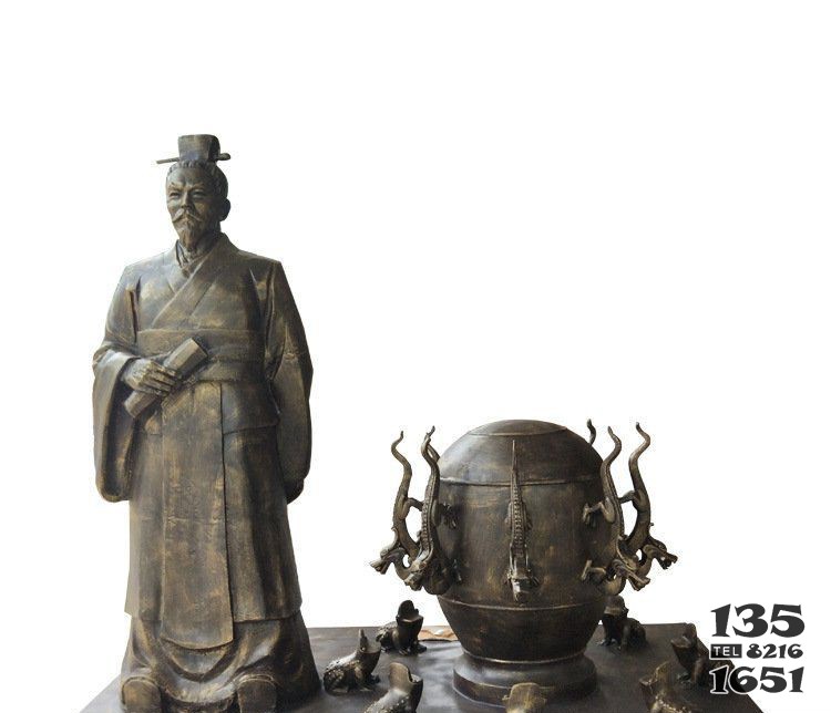 校園張衡和地動儀銅雕 地動儀雕塑鑄銅紫銅小型古銅圖片