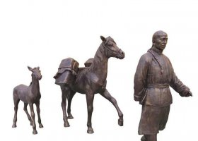 茶馬古道人物銅雕 
