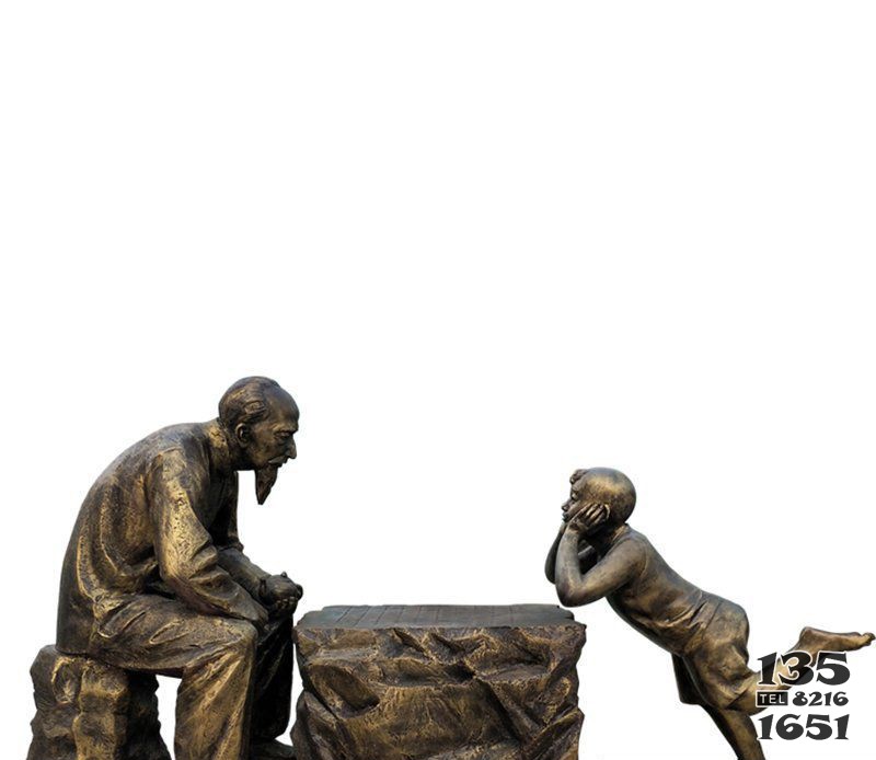 下象棋人物銅雕 下象棋雕塑圖片模型寓意古代人圖片