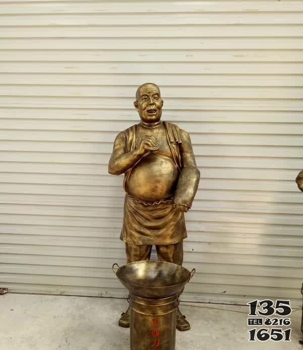 賣飯的老漢人物銅雕 圖片