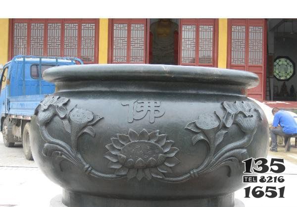 水缸寺廟銅雕 水缸雕塑圖片工藝品圖案磨盤圖片