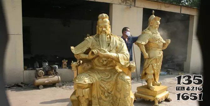 關(guān)帝武財神銅雕 關(guān)帝雕塑慘案門口門前猴子圖片