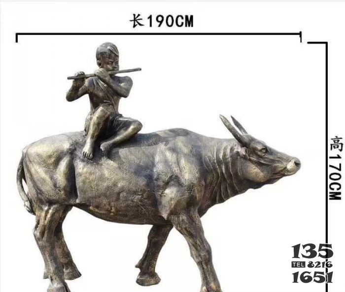 牧童騎牛銅雕 圖片