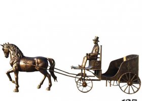 公園景觀坐著馬車玻璃鋼仿銅人物雕塑 馬車雕塑公園著法列國泡沫