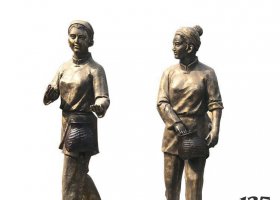 采茶人物銅雕 