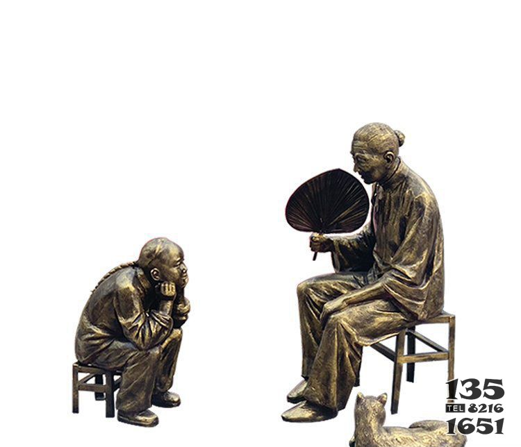 古代講故事人物銅雕 圖片
