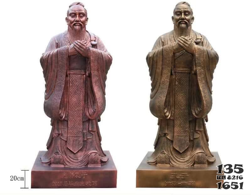 校園孔子行教像古代名人銅雕 孔子雕塑價格鍍銅圓盤作品展圖片