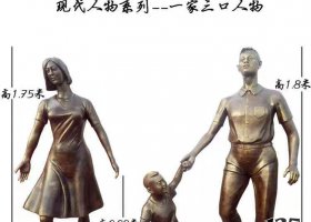 玻璃鋼仿銅一家三口戶外擺件 一家雕塑小品中醫(yī)文化之旅