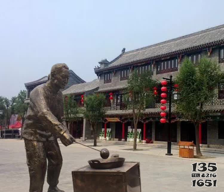 炒菜民俗人物銅雕 圖片