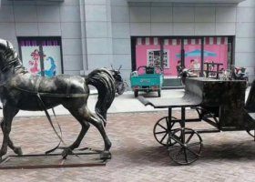 馬車景觀銅雕 馬車雕塑藝術(shù)方法動(dòng)物森林