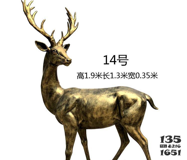 公園動物回頭鹿銅雕 圖片