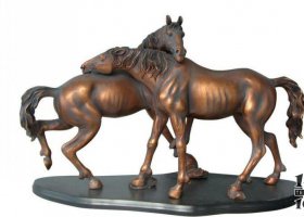 公園兩匹馬動(dòng)物銅雕 