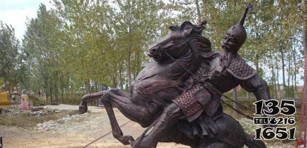 古代騎馬人物公園景觀銅雕 圖片