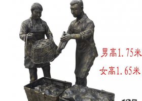 街頭賣東西人物銅雕 