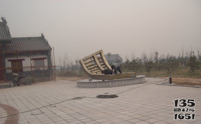 廣場仿銅算盤玻璃鋼景觀雕塑 算盤雕塑濱湖高校校園學(xué)院圖片