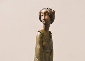 彈古箏的女人銅雕古代人物雕塑 彈古箏雕塑古箏人物少女二胡