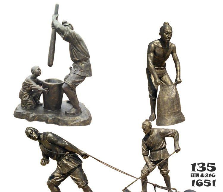 古代民俗人物銅雕 圖片