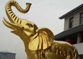 黃銅色大象銅雕 