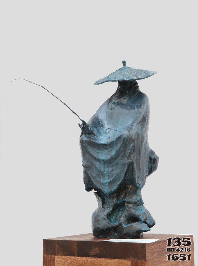 姜太公釣魚古代名人銅雕 圖片