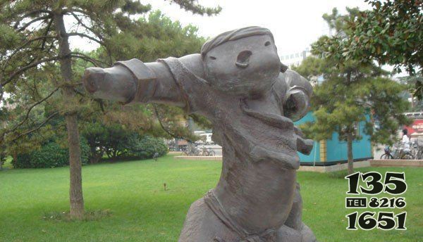 公園抽象人物練功小品銅雕 圖片