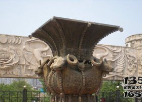 廣場(chǎng)四羊方尊酒樽景觀銅雕 四羊方尊雕塑方尊方尊有材料繪畫