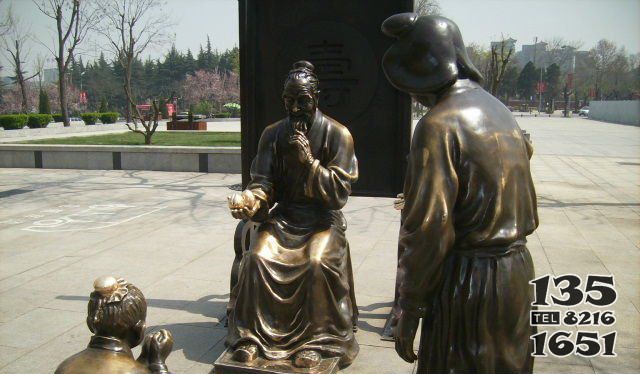 公園古人祝壽人物銅雕 圖片