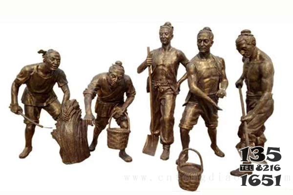 農(nóng)耕主題人物銅雕像 圖片